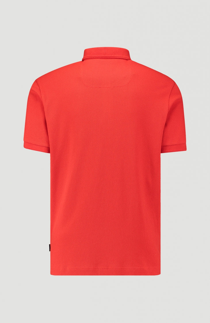 Hybrid Waffle Polo Shirt | Fiery Red -A