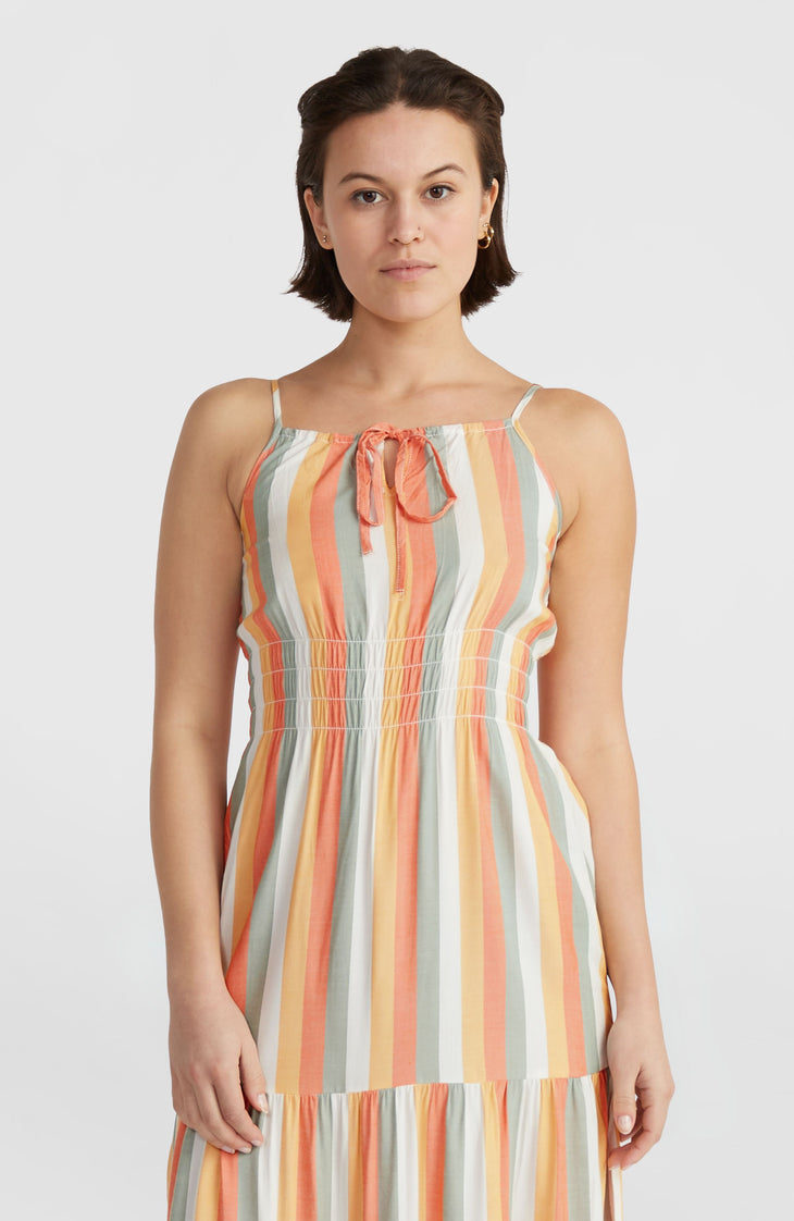 Robe longue Quorra | Orange Multistripe