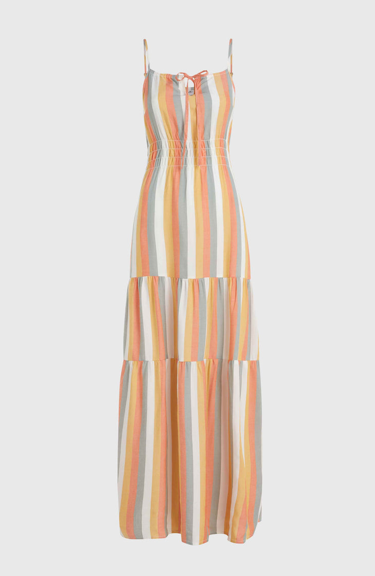 Robe longue Quorra | Orange Multistripe