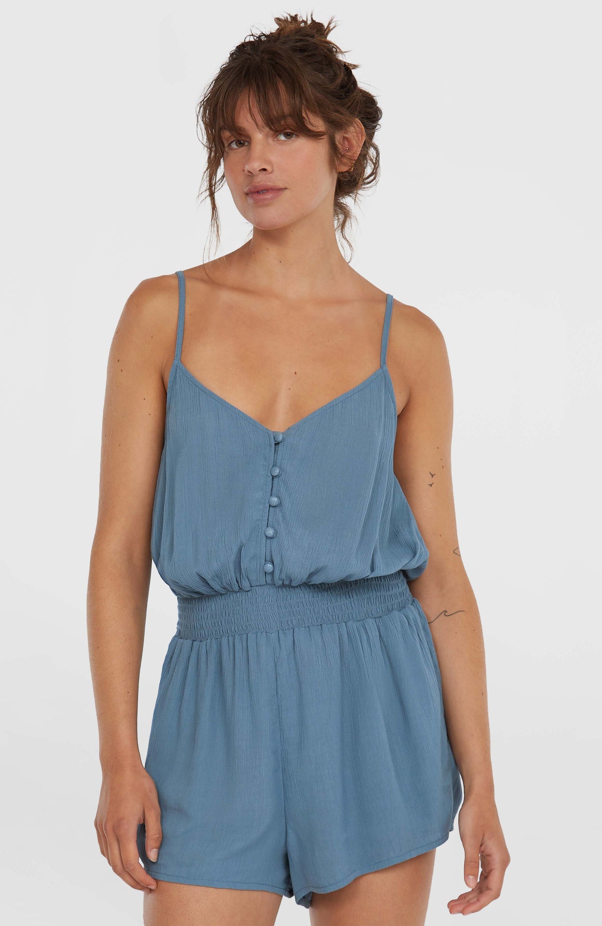 Combishort boutonnée à fines bretelles | Copen Blue