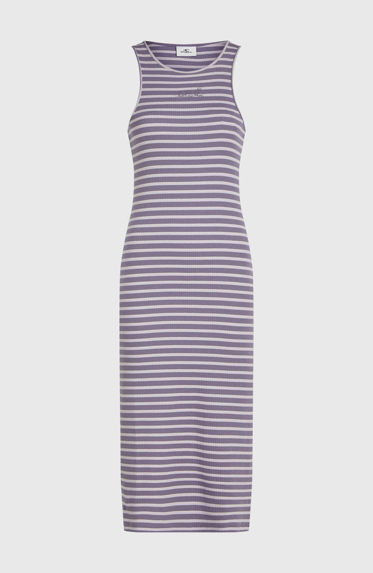 Robe midi côtelée Jess | Purple Yarn Dye Stripe
