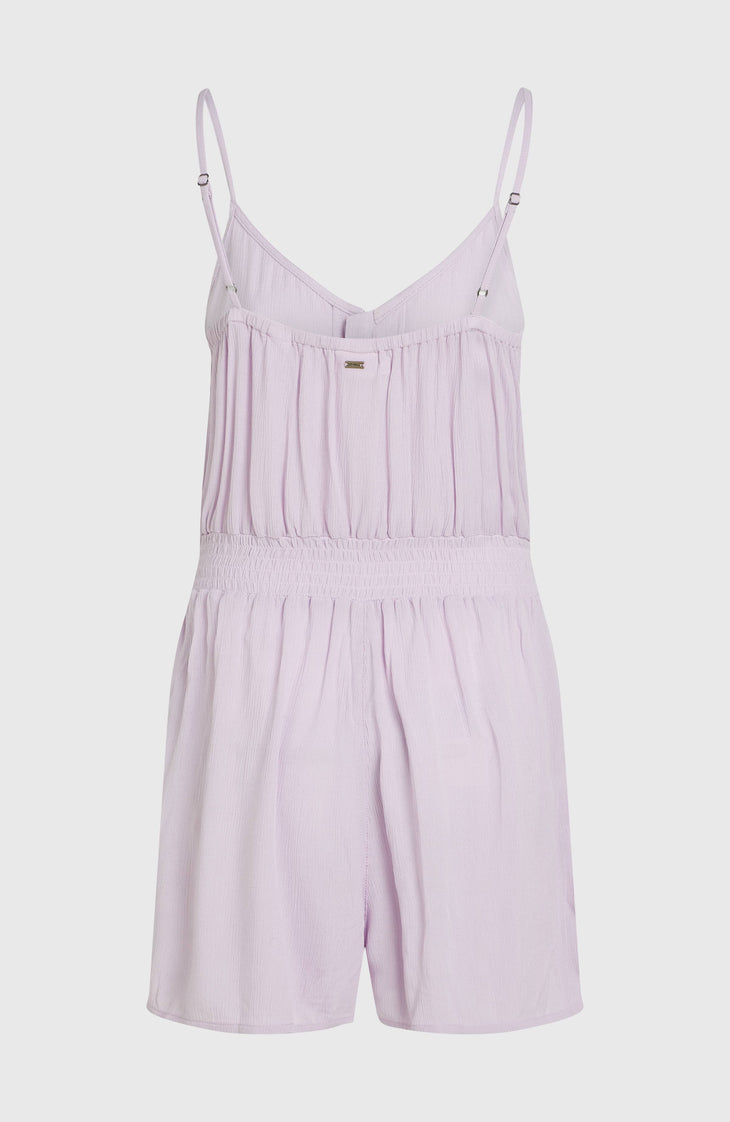 Combishort boutonnée à fines bretelles | Pale Lavender