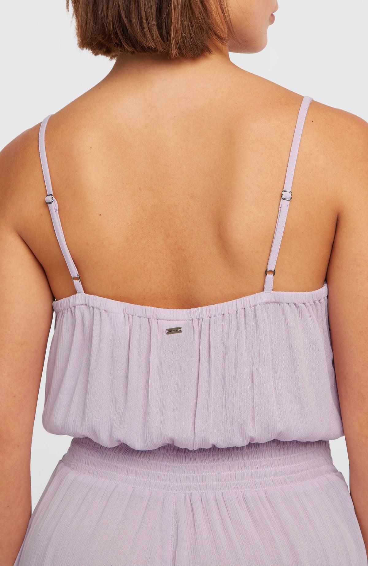 Combishort boutonnée à fines bretelles | Pale Lavender