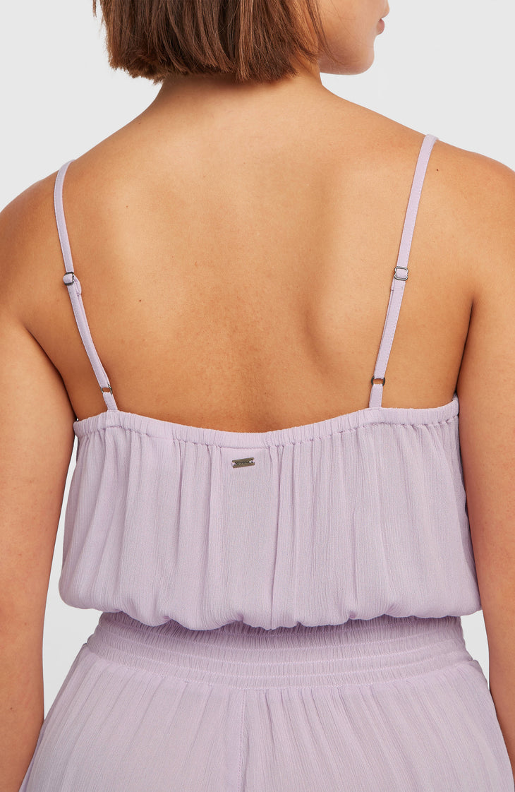 Combishort boutonnée à fines bretelles | Pale Lavender
