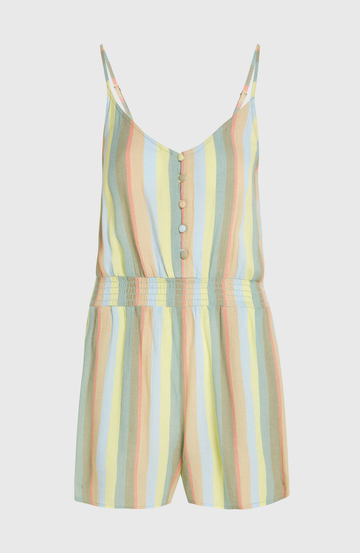 Combishort boutonnée à fines bretelles | Multi Must Haves Stripe