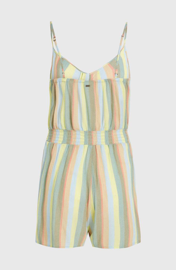 Combishort boutonnée à fines bretelles | Multi Must Haves Stripe