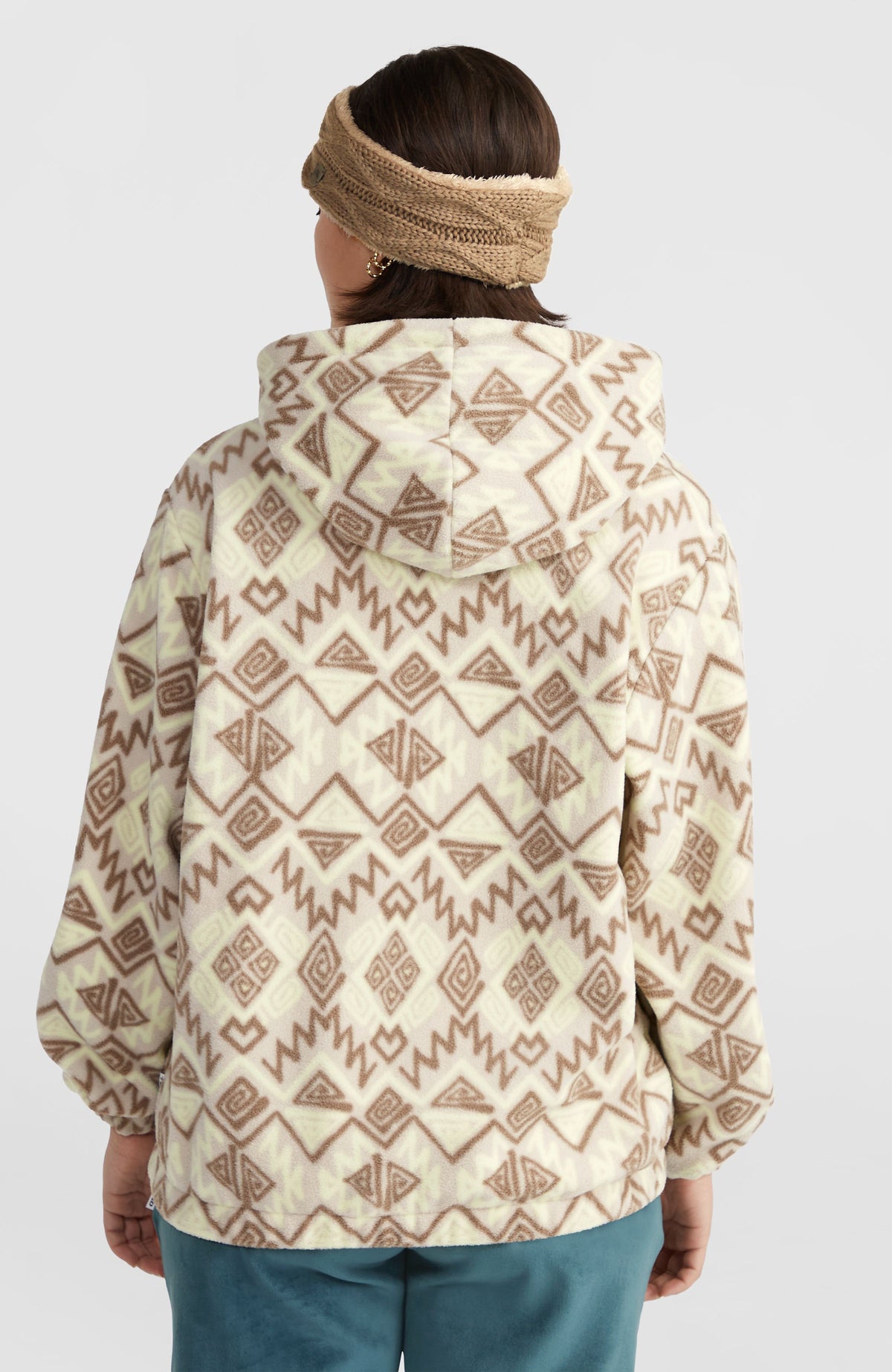 Sweat à capuche demi-zip Superfleece | Grey Retro Ikat