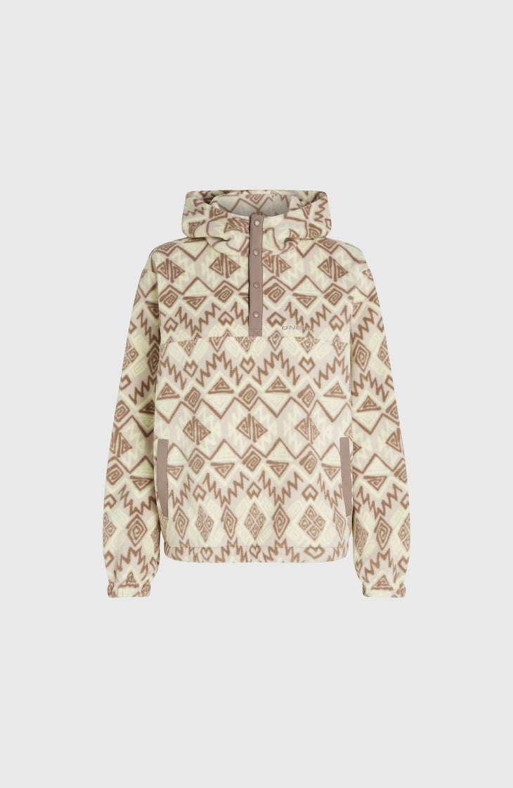 Sweat à capuche demi-zip Superfleece | Grey Retro Ikat
