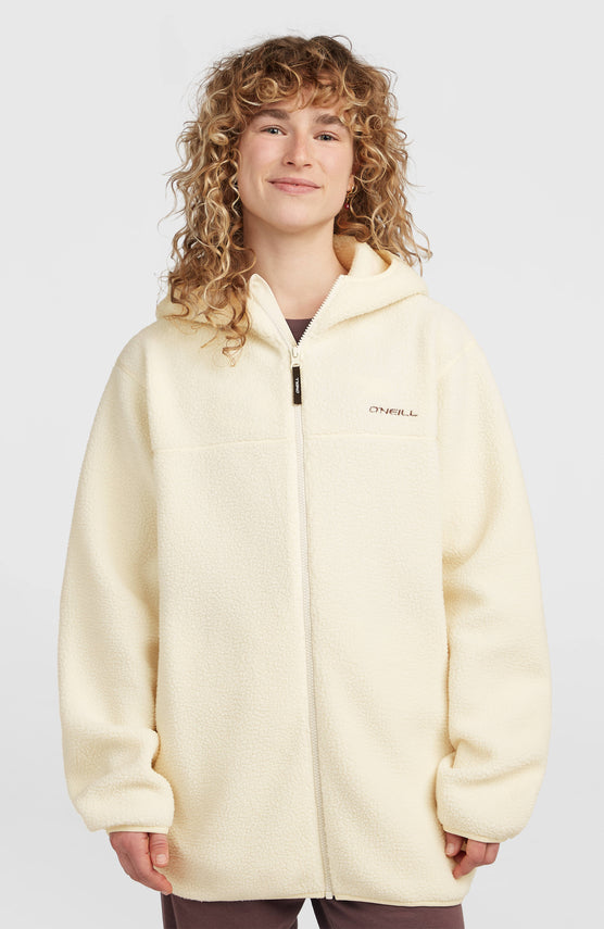 Polaire longue Must-Have à poils longs et zip intégral | Linen White