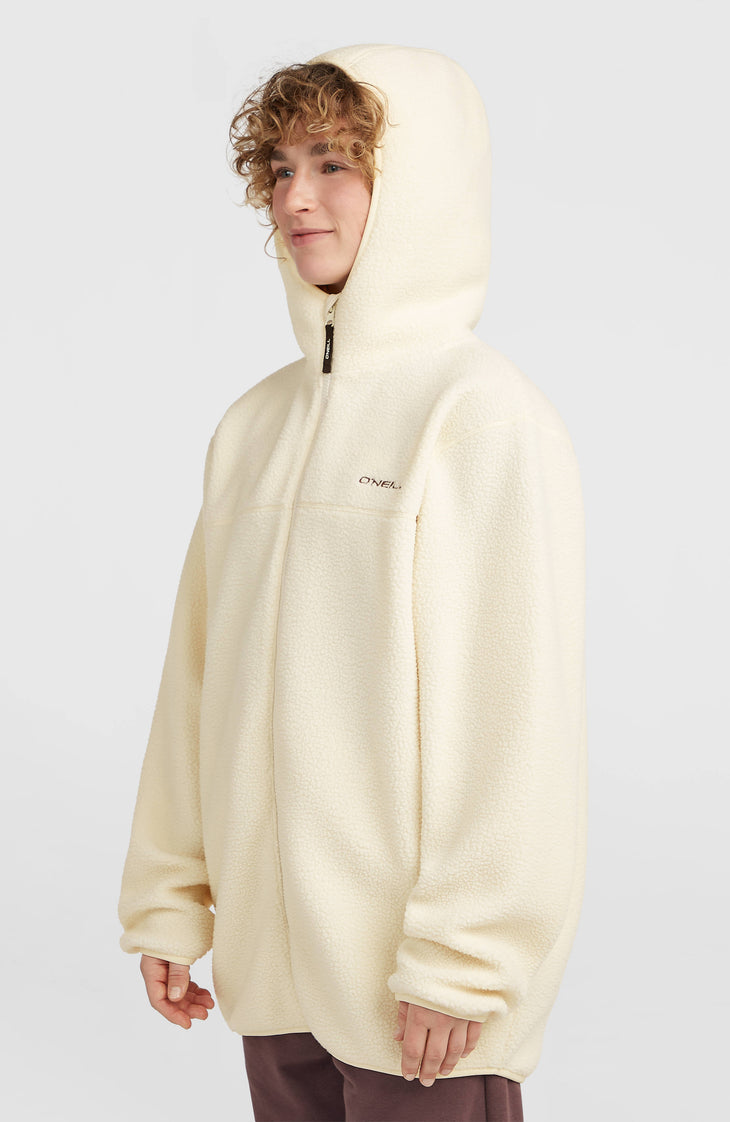 Polaire longue Must-Have à poils longs et zip intégral | Linen White