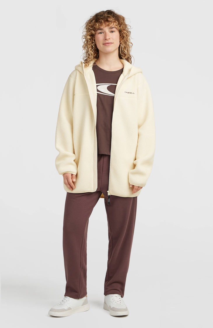 Polaire longue Must-Have à poils longs et zip intégral | Linen White
