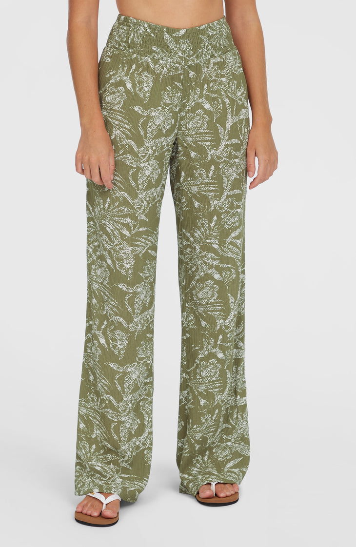 Pantalon Johnny Smocked Waist | Green Textured Jungle