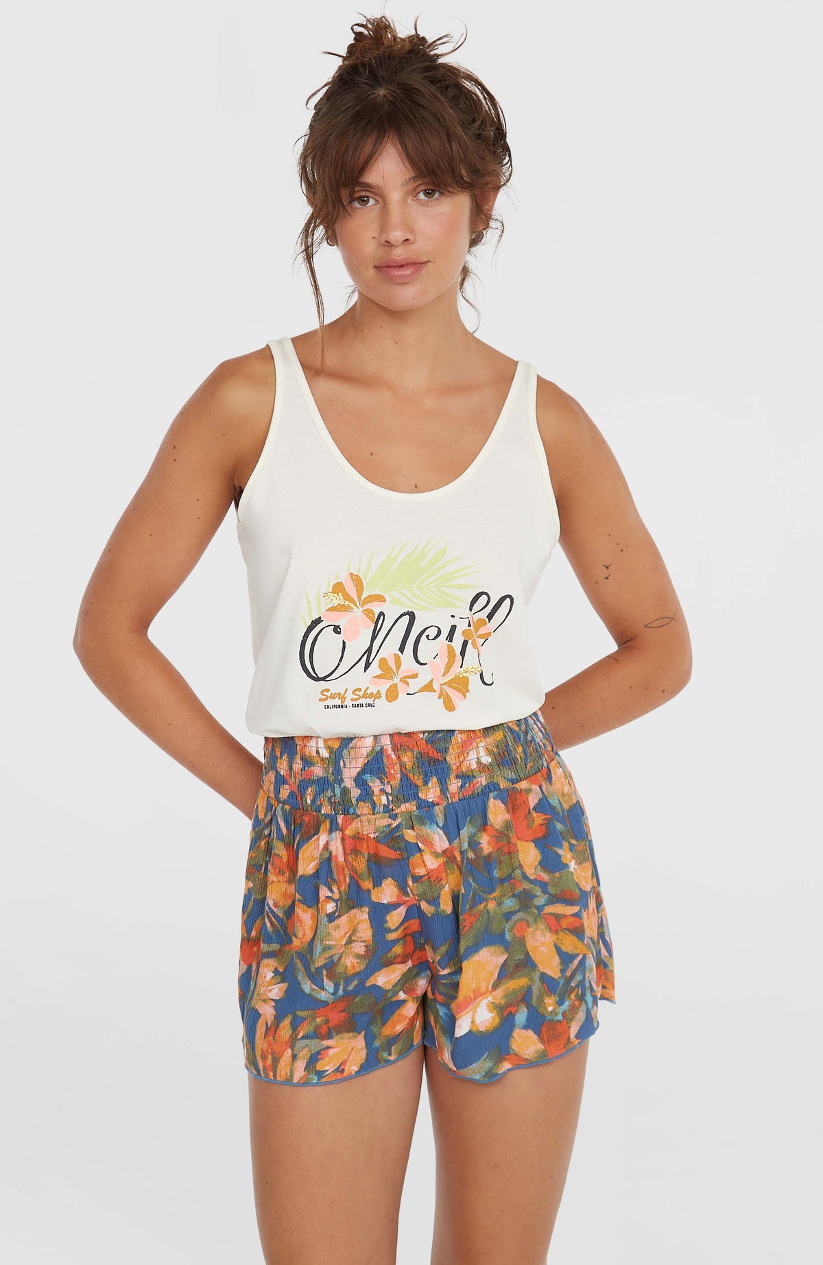 Short Johnny Smocked Waist | Blue Painted Tropics