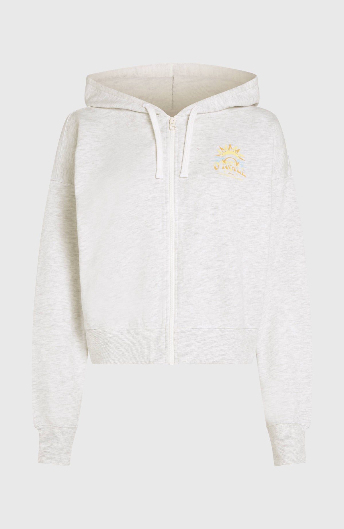 Sweat à capuche et zip intégral Beach Vintage | White Melange