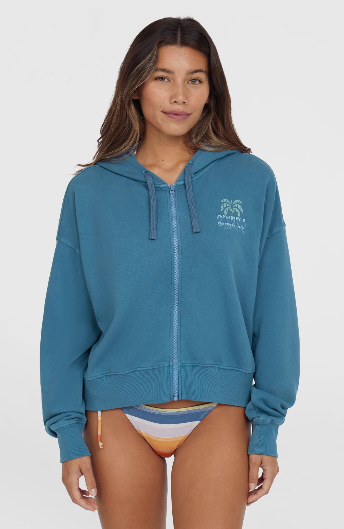 Sweat à capuche et zip intégral Beach Vintage | Copen Blue