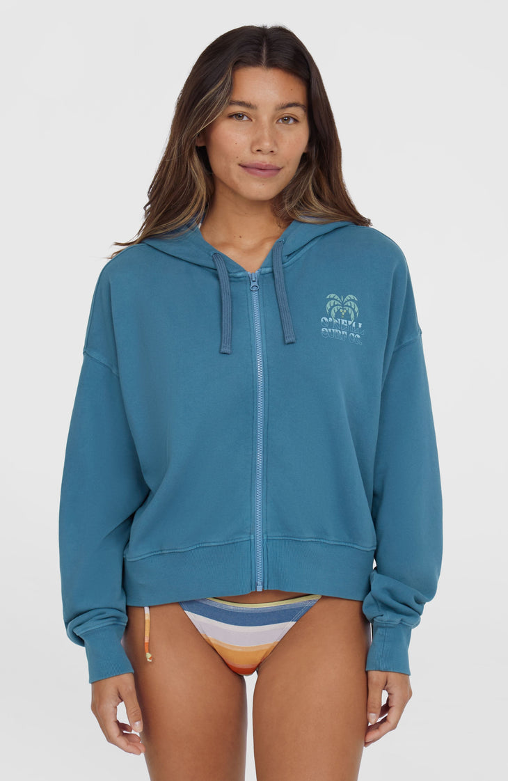 Sweat à capuche et zip intégral Beach Vintage | Copen Blue