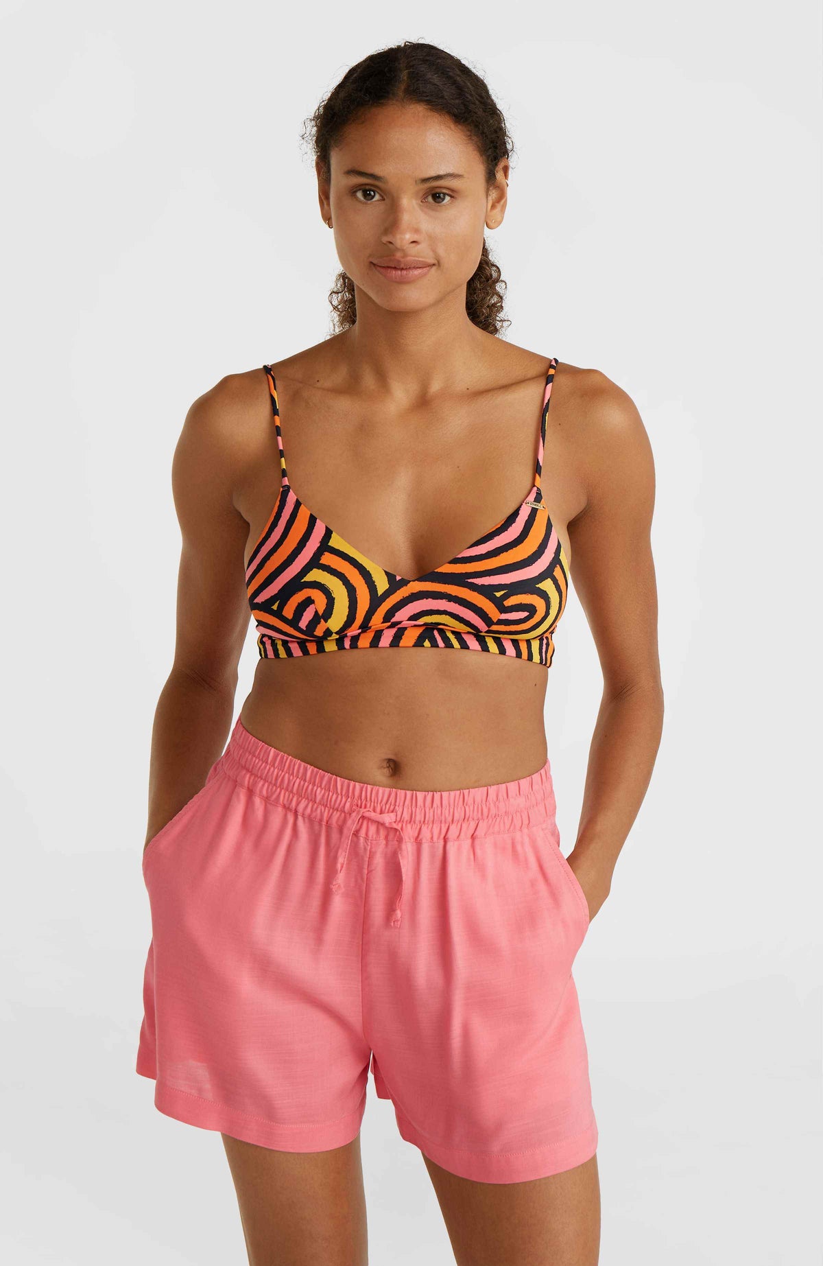 Haut de bikini Wave Crop | Orange Rainbow Stripe
