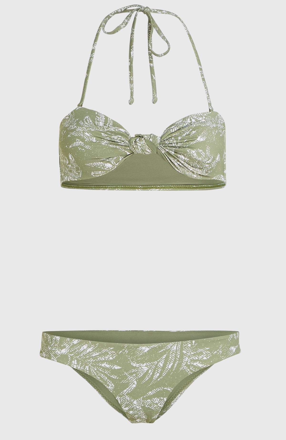 Ensemble de bikinis Knot Bandeau Matira | Green Textured Jungle