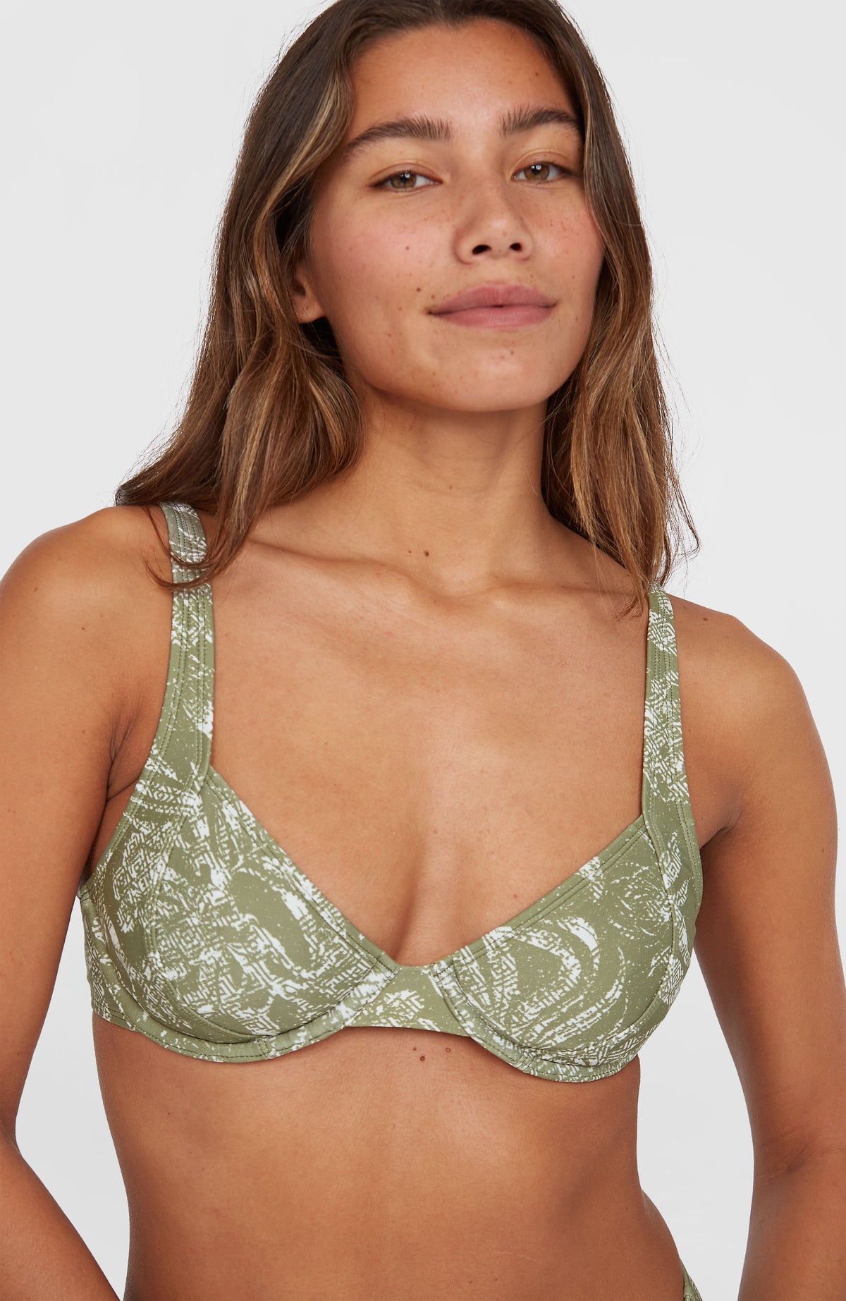 Haut de bikini à armature Elsie | Green Textured Jungle