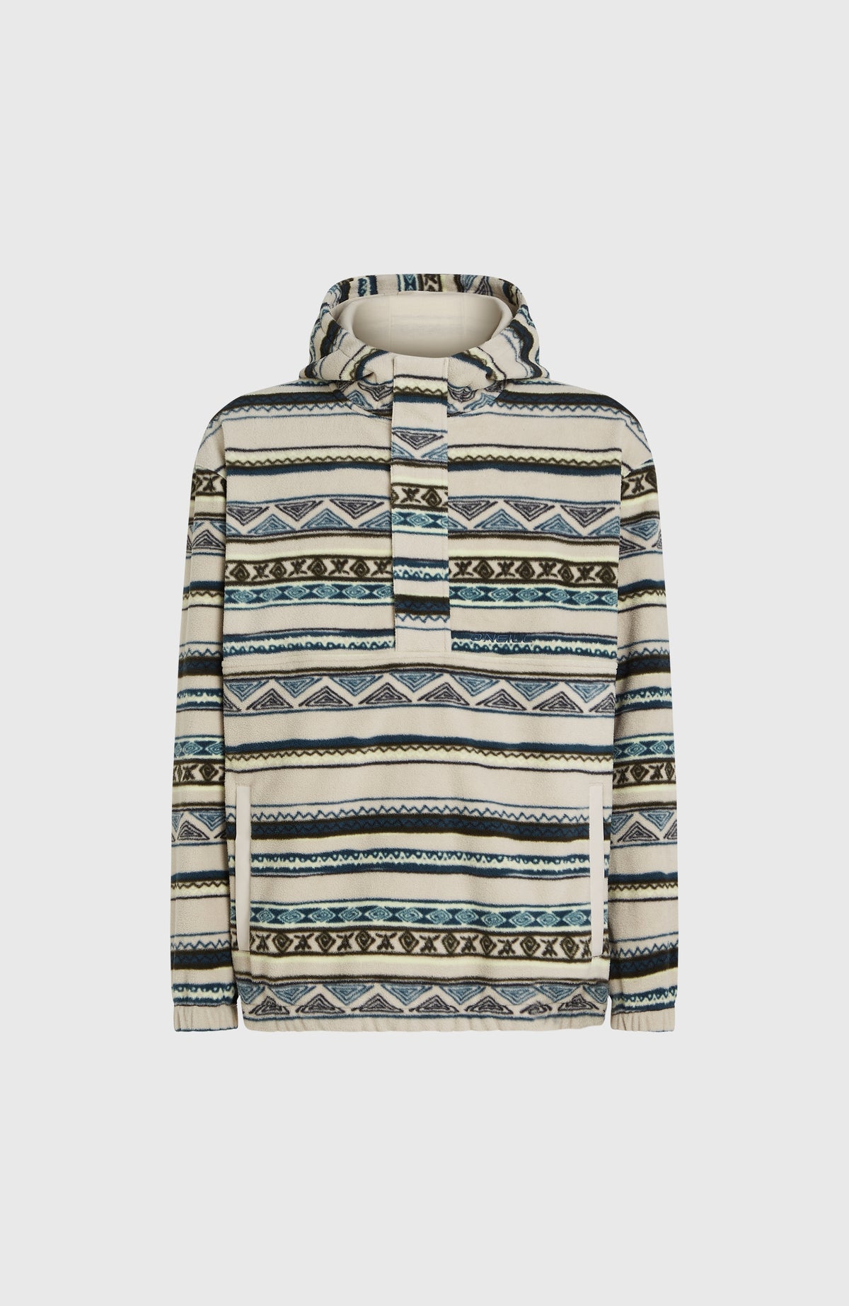 Sweat à capuche Superfleece à col demi-zip | Grey Ikat Stripe