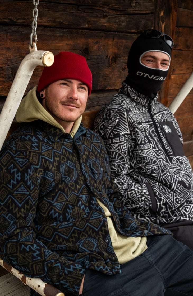 Sweat à capuche Superfleece à col demi-zip | Black Retro Ikat