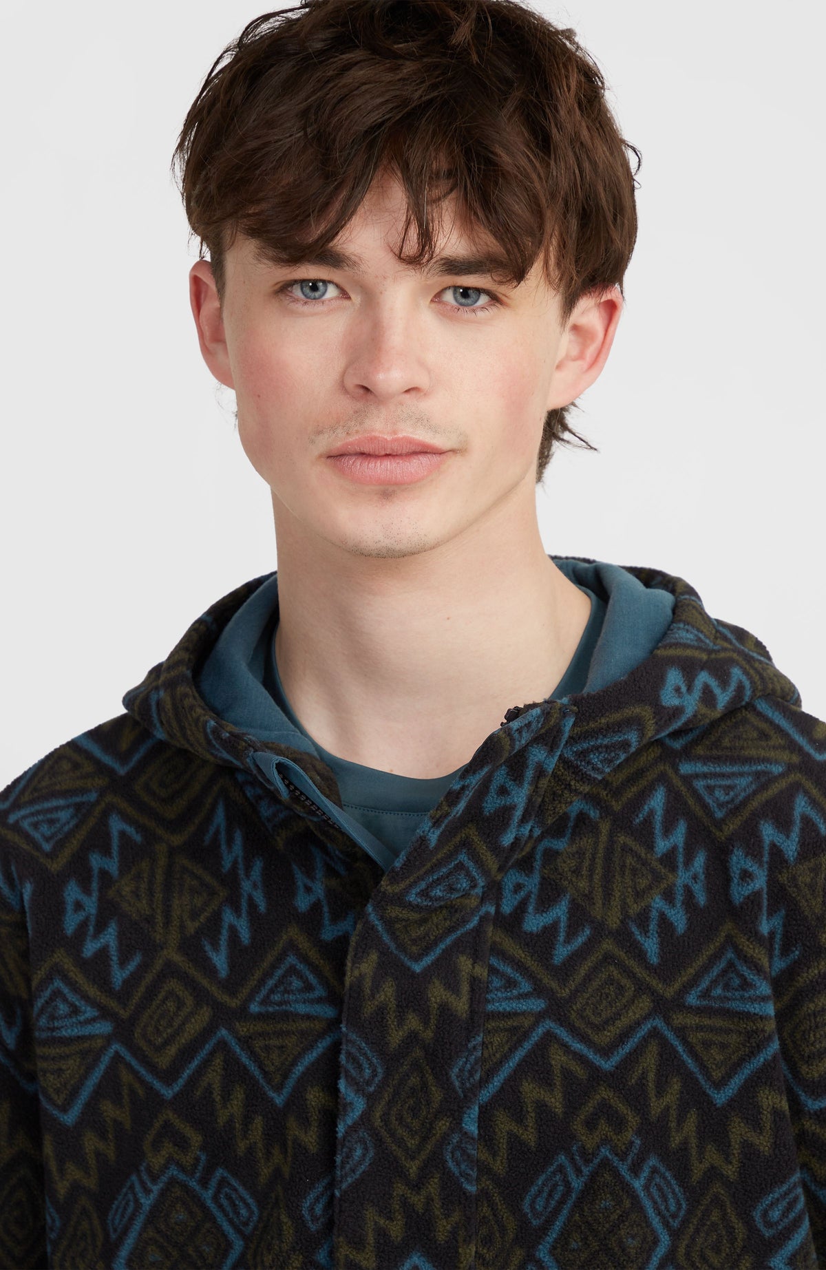 Sweat à capuche Superfleece à col demi-zip | Black Retro Ikat