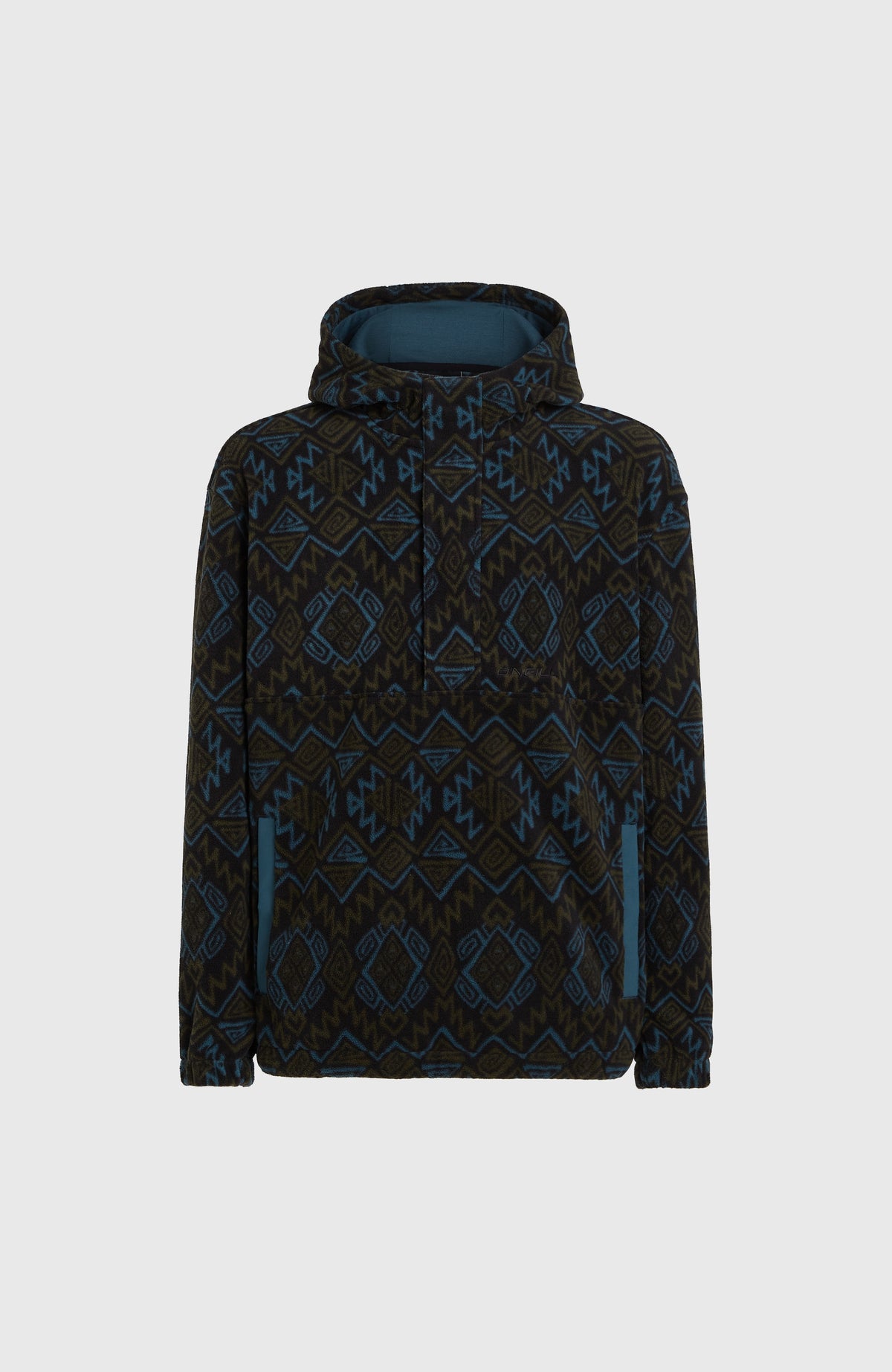 Sweat à capuche Superfleece à col demi-zip | Black Retro Ikat