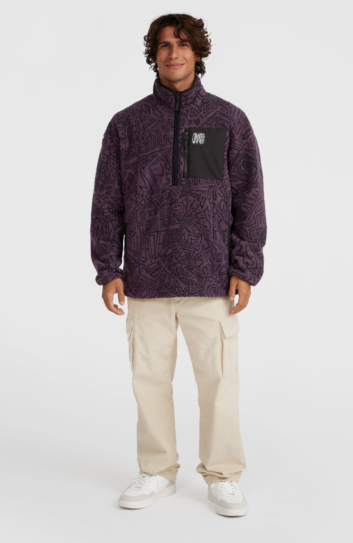 Polaire à poils longs et col demi-zip Surf Heroes | Black/Purple Sketcheritage