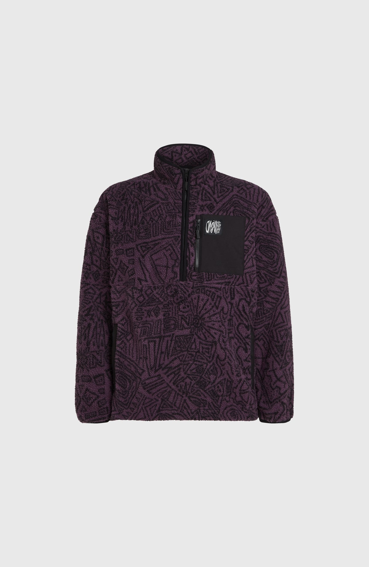 Polaire à poils longs et col demi-zip Surf Heroes | Black/Purple Sketcheritage