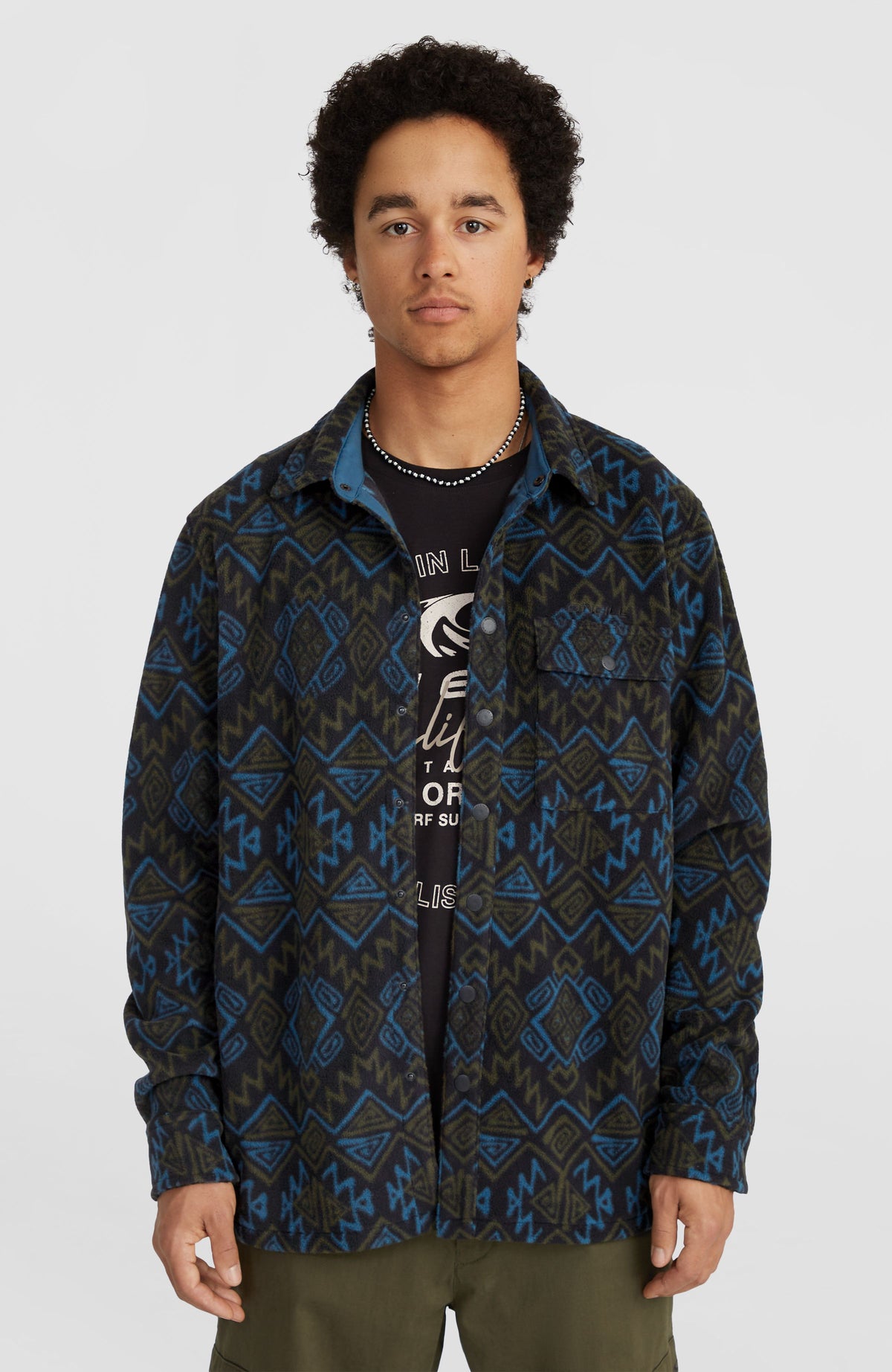 Chemise Superfleece | Black Retro Ikat
