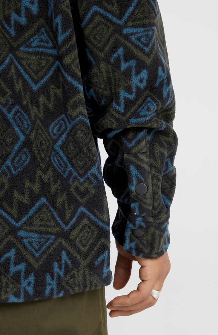 Chemise Superfleece | Black Retro Ikat