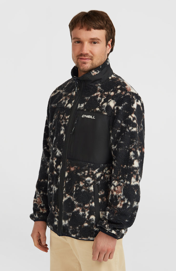 Polaire à poils longs et zip intégral Must-Have | Black/Beige Quarry