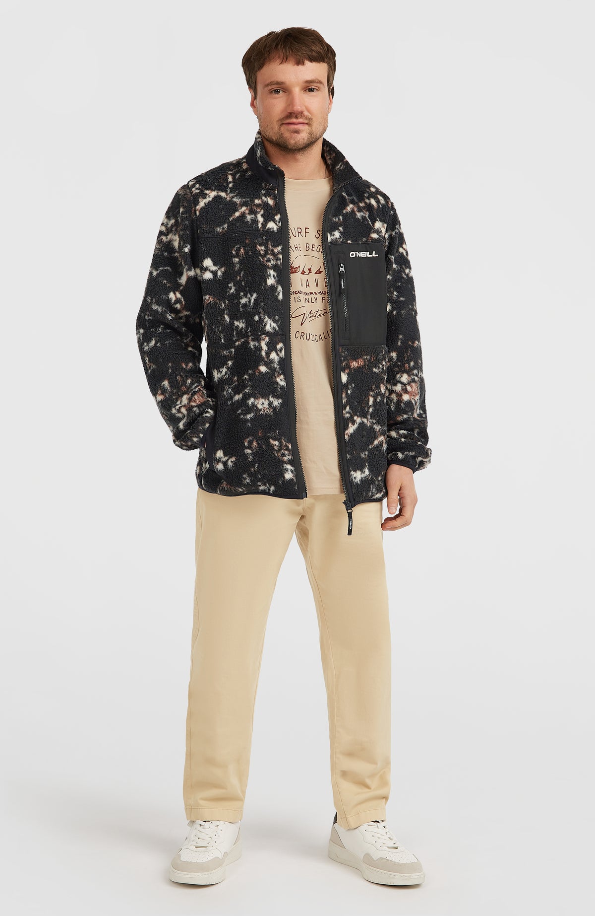Polaire à poils longs et zip intégral Must-Have | Black/Beige Quarry