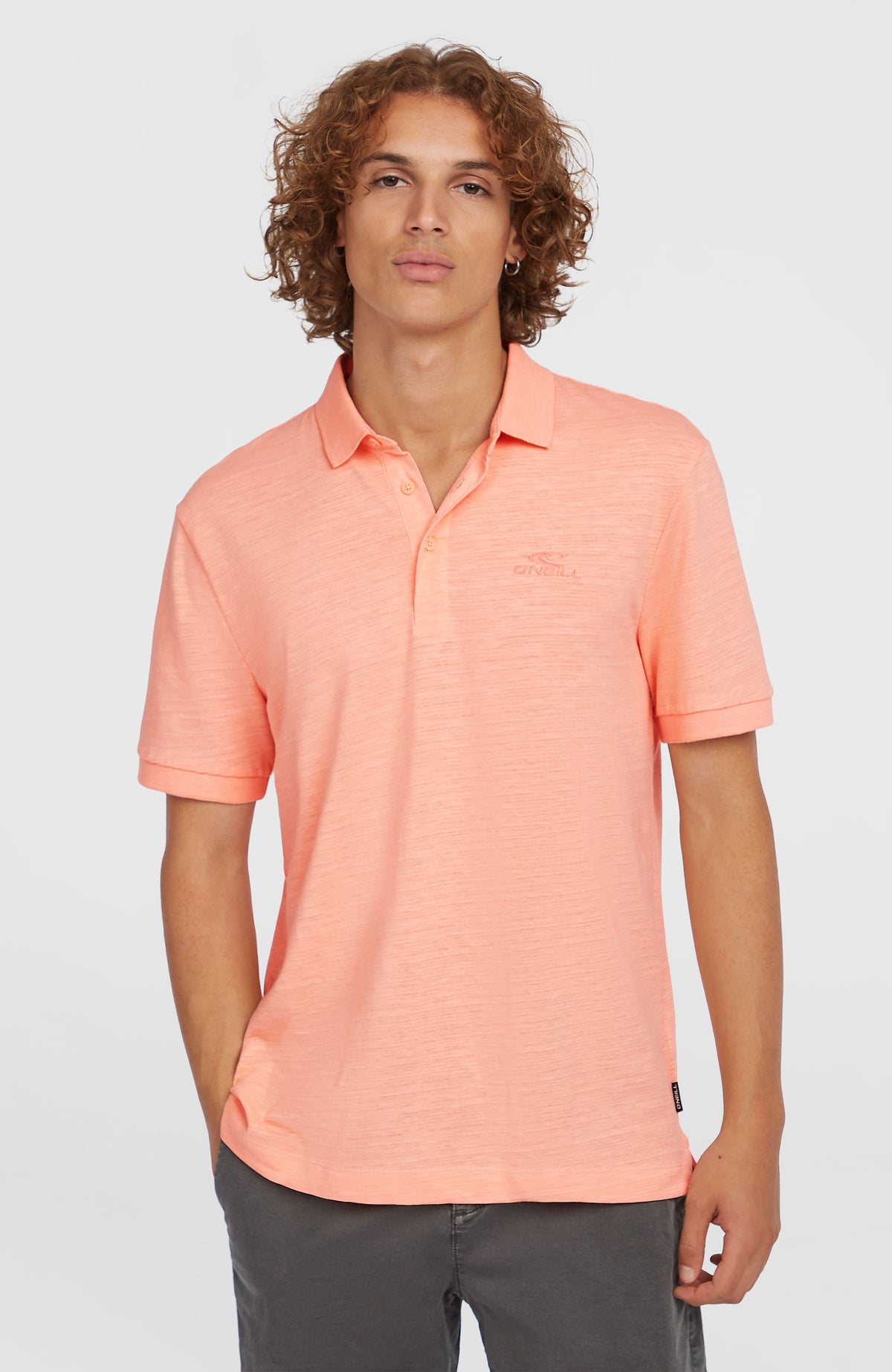 Slub Polo Small Logo | Coral Pop