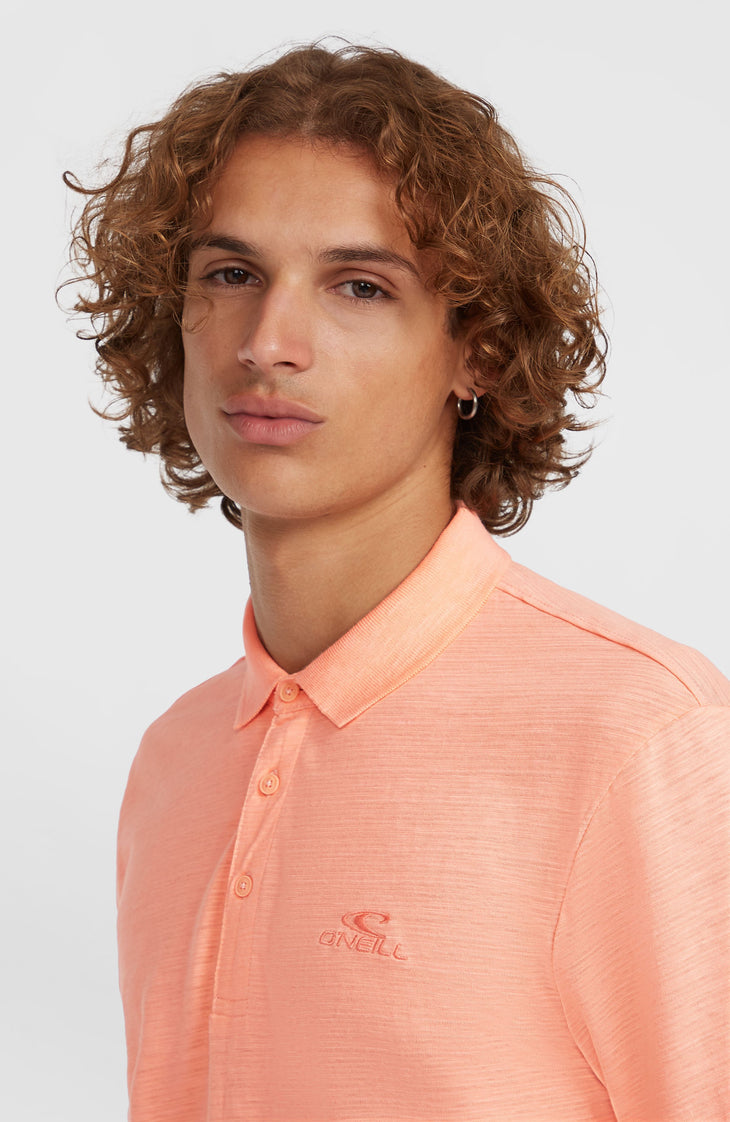 Slub Polo Small Logo | Coral Pop
