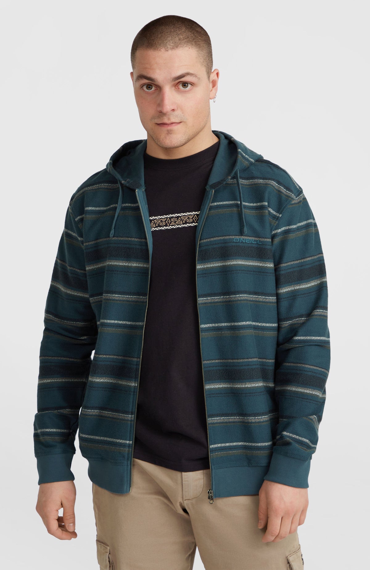 Sweat à capuche Bavaro à zip intégral | Blue Ikat Stripe