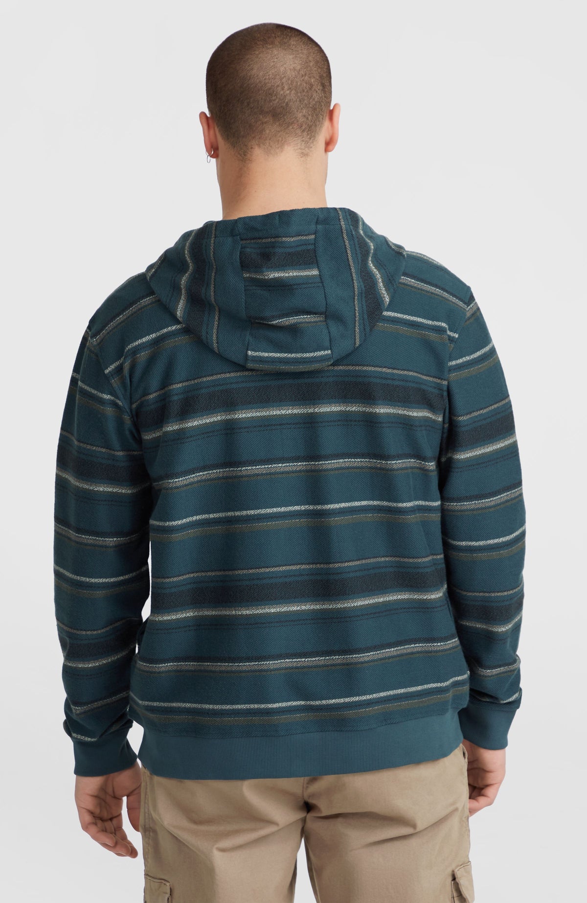 Sweat à capuche Bavaro à zip intégral | Blue Ikat Stripe