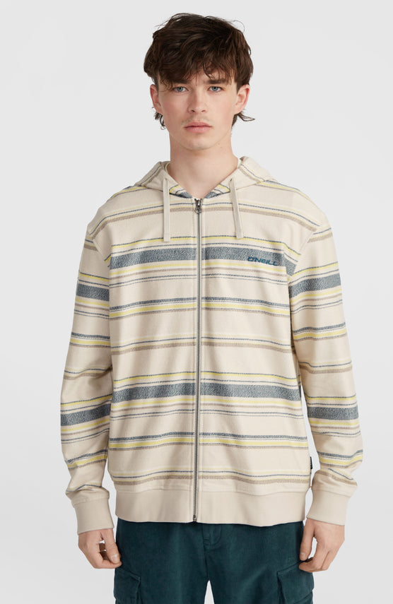 Sweat à capuche Bavaro à zip intégral | Grey Vintage Stripe