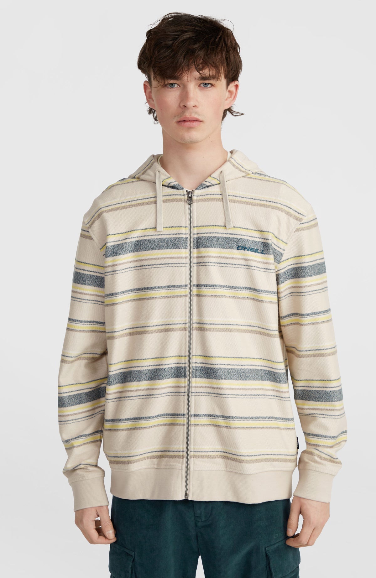 Sweat à capuche Bavaro à zip intégral | Grey Vintage Stripe