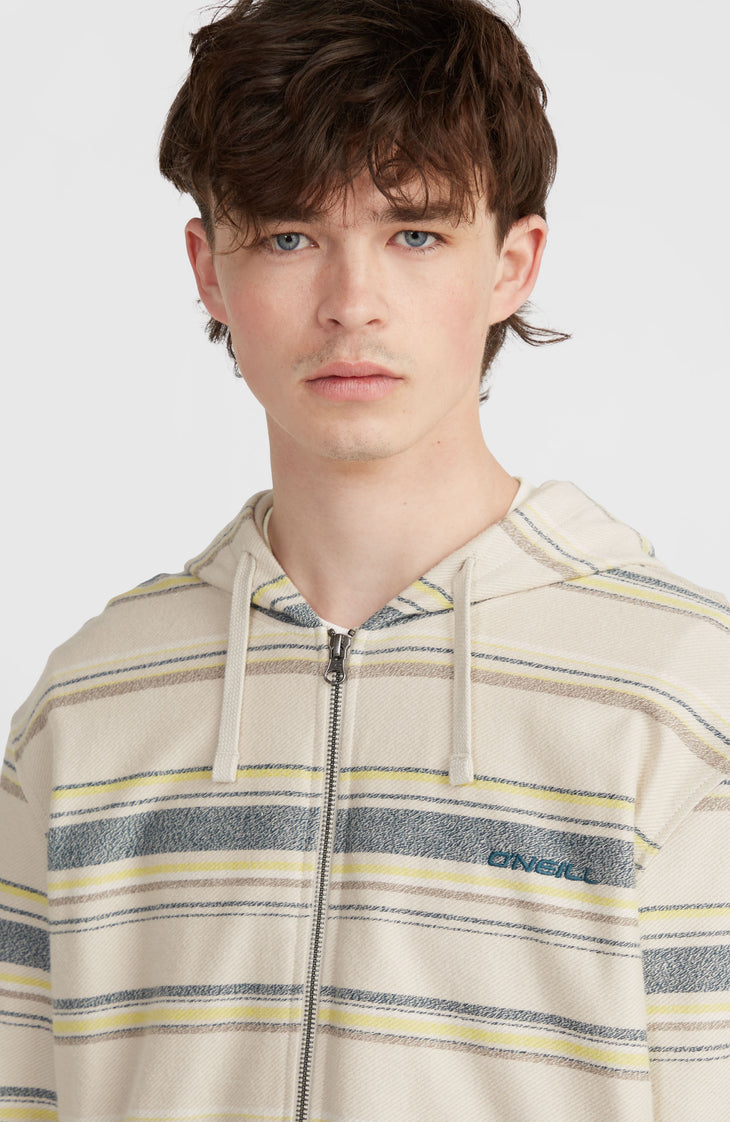 Sweat à capuche Bavaro à zip intégral | Grey Vintage Stripe