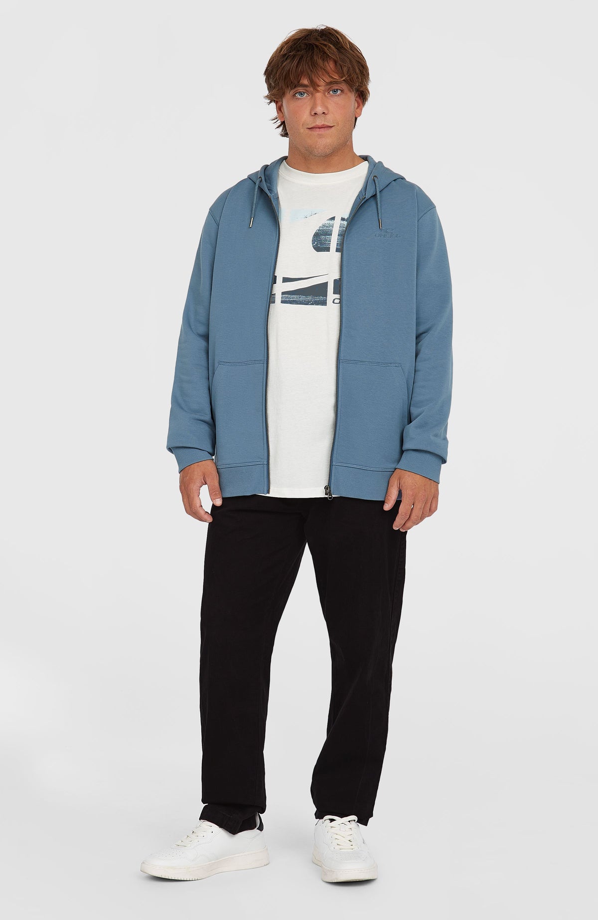 Sweat à capuche et zip intégral Small Logo | Copen Blue