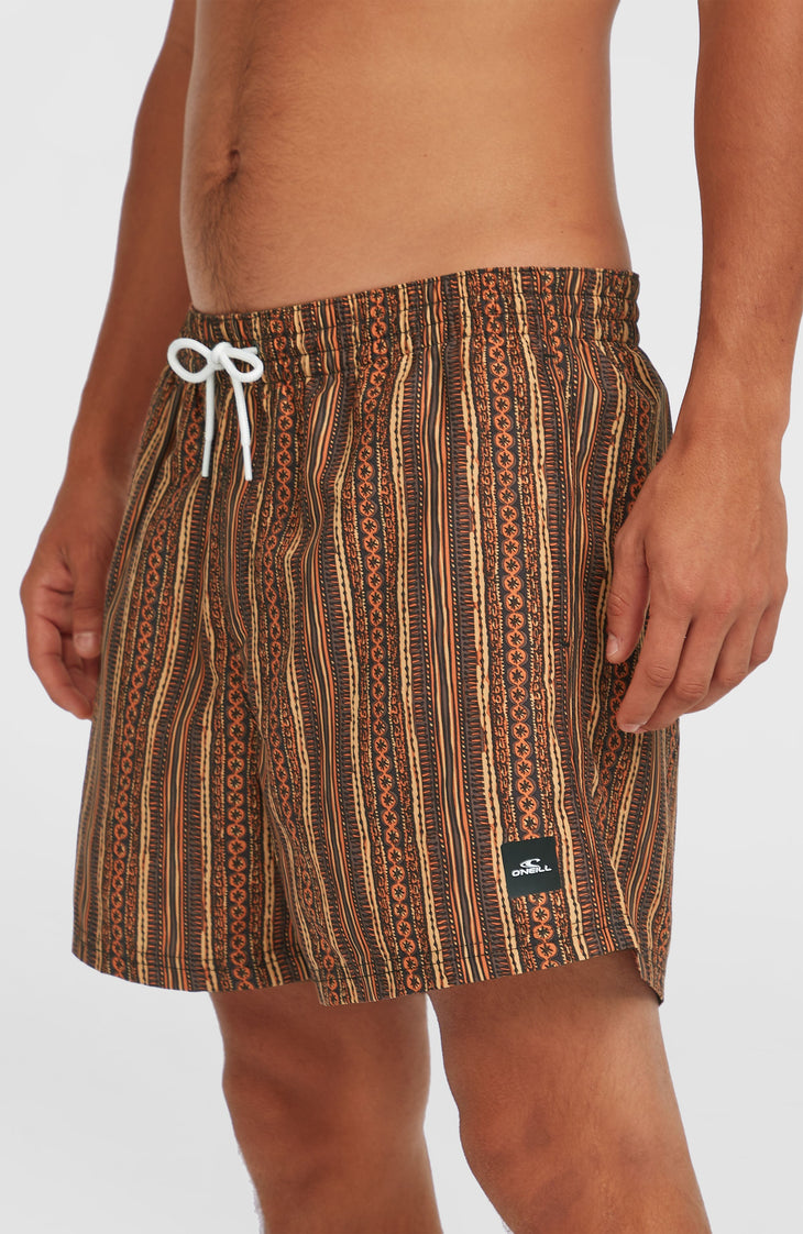 Short de bain Cali Print 15'' | Orange Pressed Lines