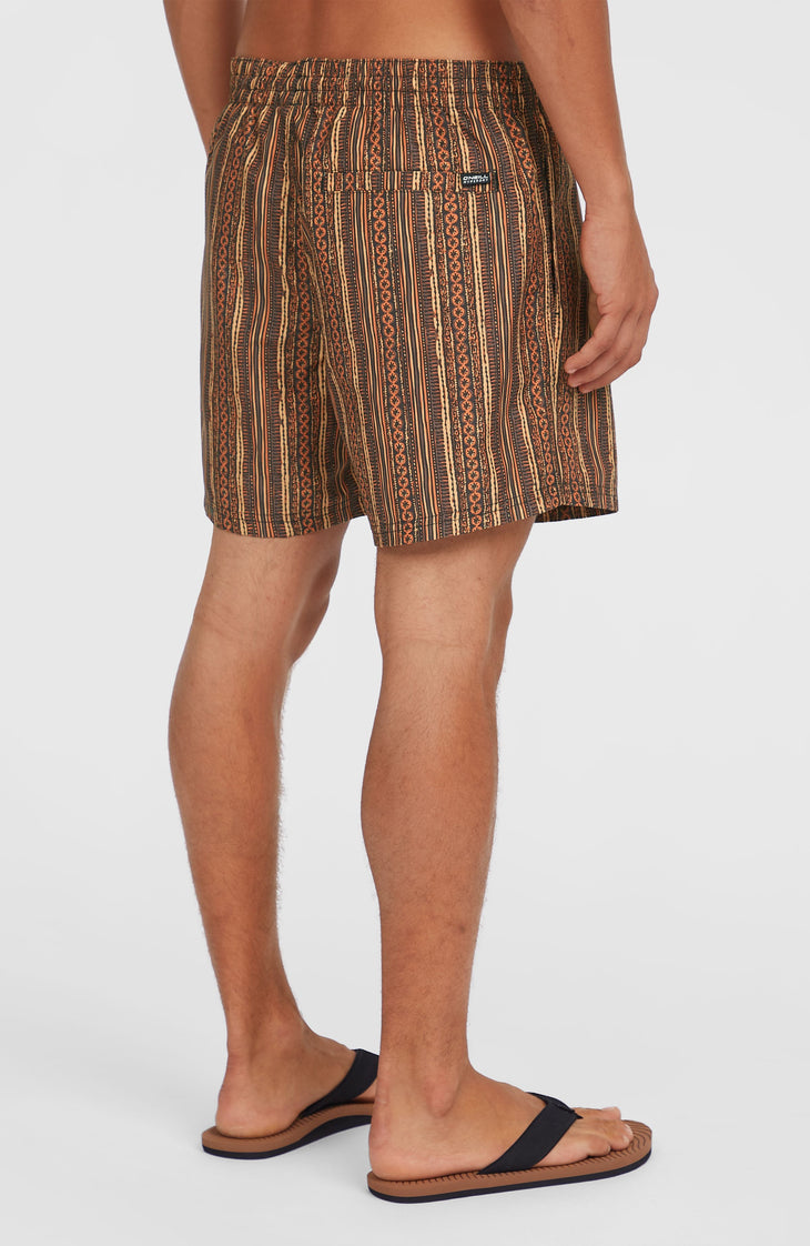 Short de bain Cali Print 15'' | Orange Pressed Lines