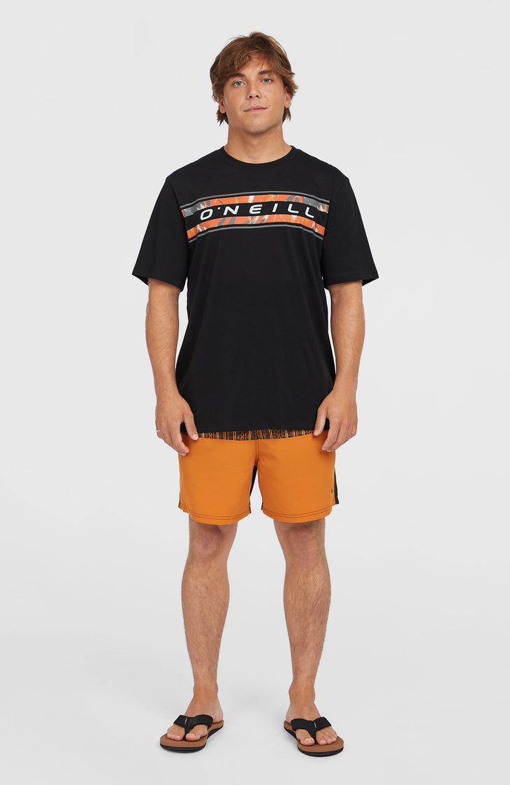 Short de bain Cali Block15'' | Orange Pressed Lines