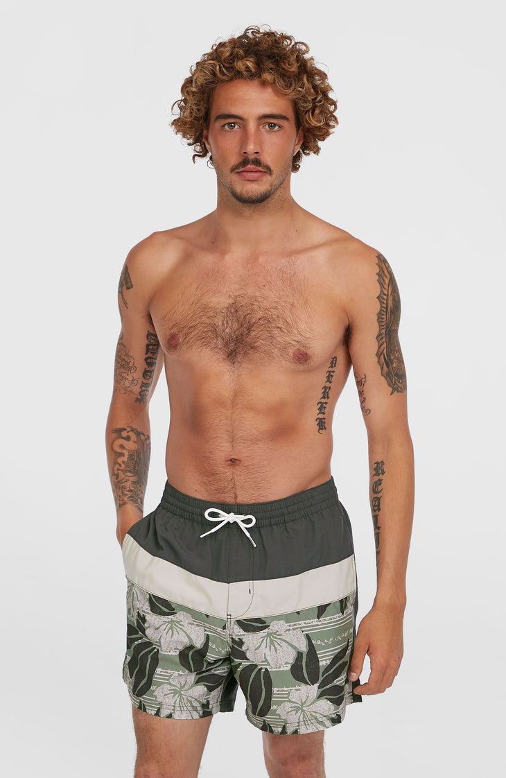 Short de bain Cali Block15'' | Green Dusty Flower