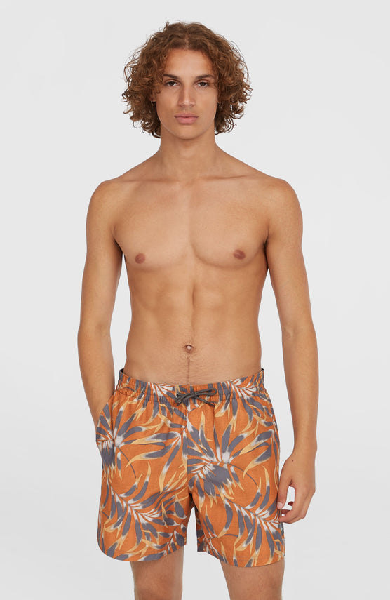 Short de bain Cali Floral 16'' | Orange Dipped Leaves