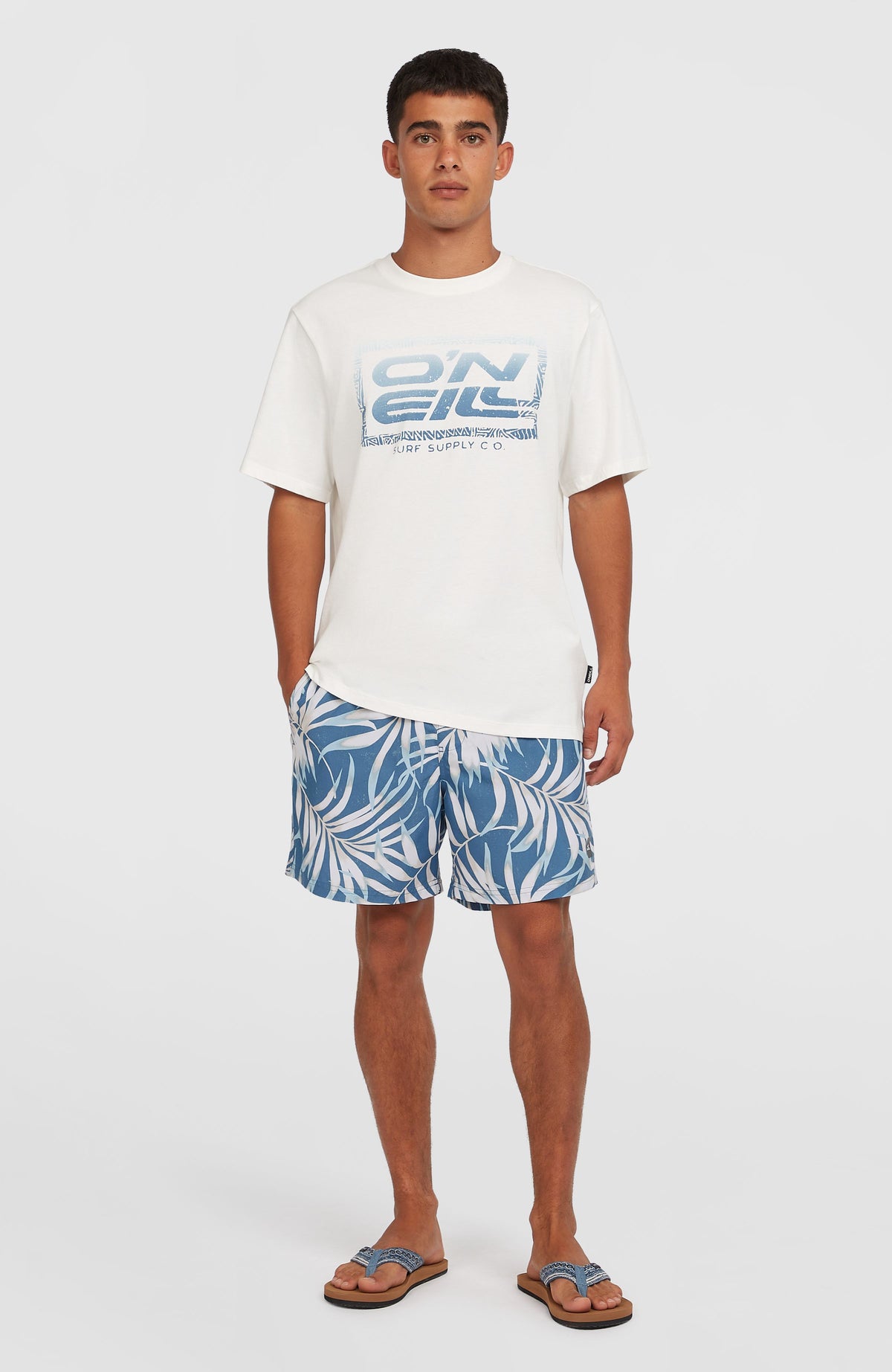 Short de bain Cali Floral 16'' | Blue Dipped Leaves