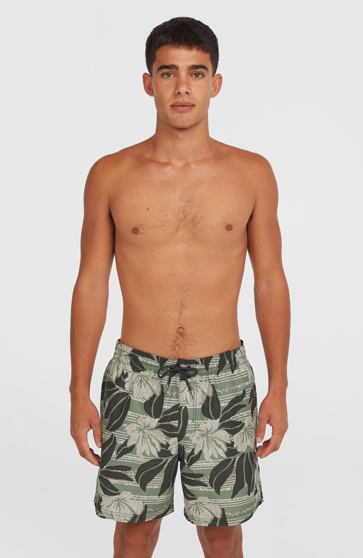 Short de bain Cali Floral 16'' | Green Dusty Flower