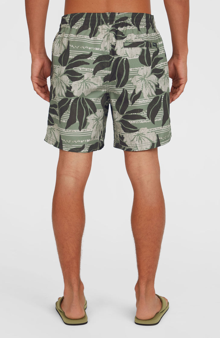 Short de bain Cali Floral 16'' | Green Dusty Flower