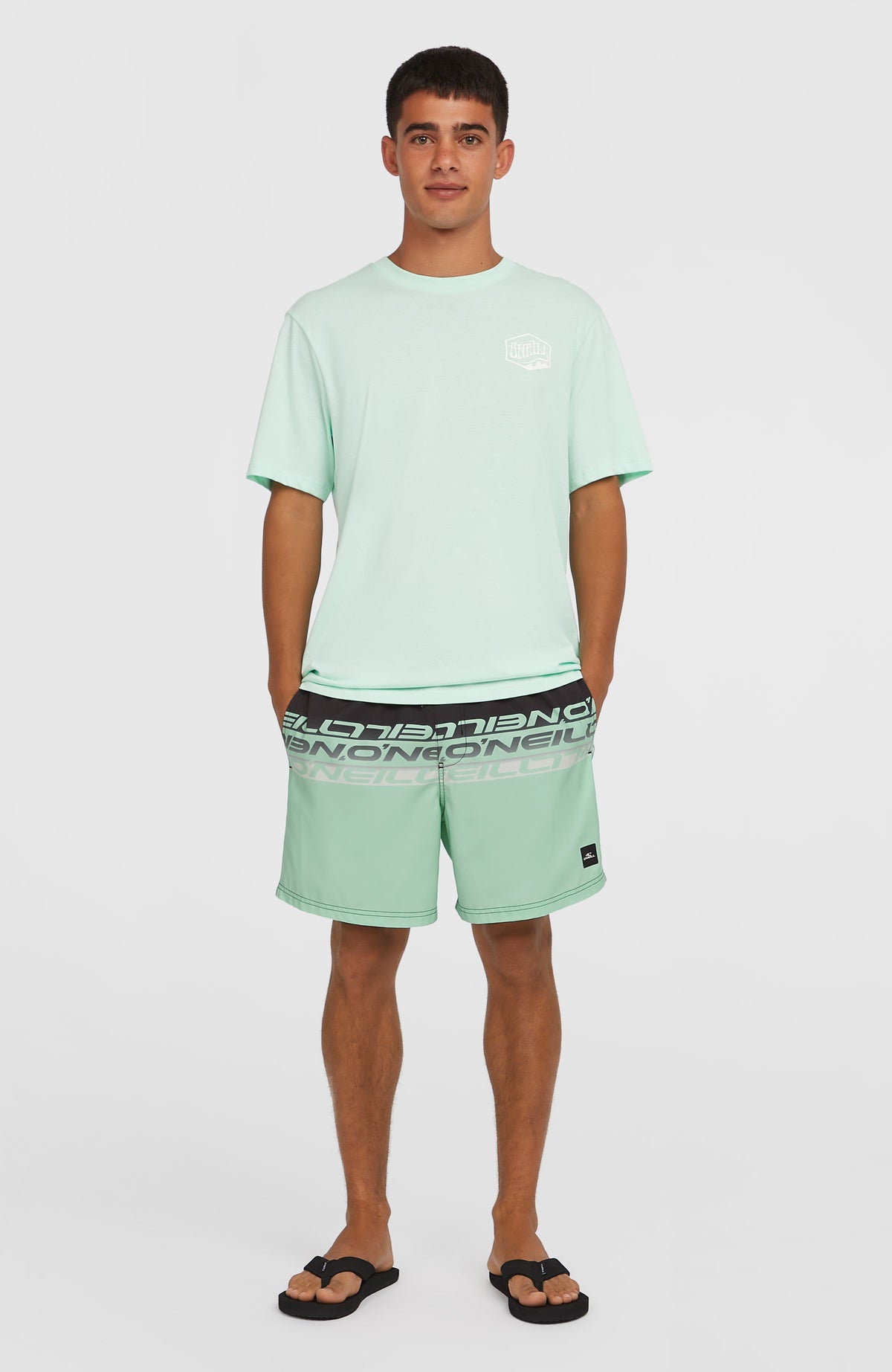 Short de bain Cali Stripe 16 | Green/Black Upside Down Clean